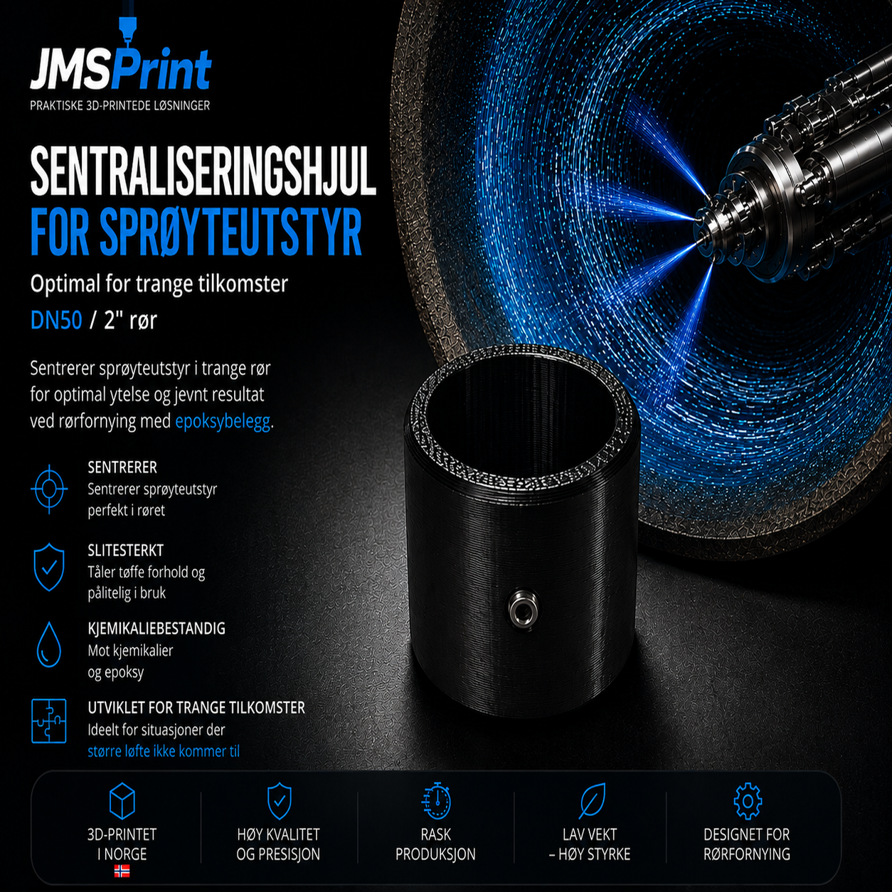 Sentraliseringshjul DN50 (2") for sprøyteutstyr